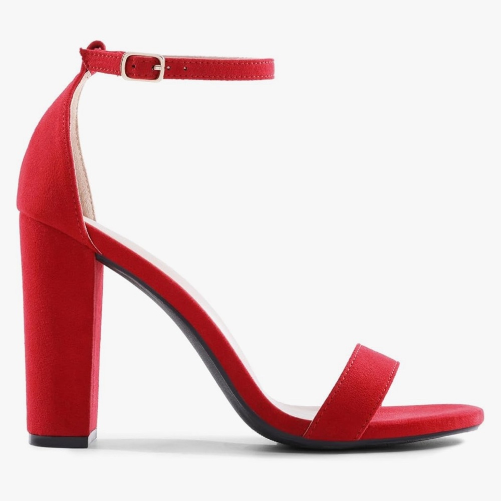Red suede Dream Pairs heels